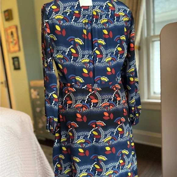 NWOT Boden Blue Vintage Midi Dress with Bishop Sleeves/ Bow Detail - Picture 6 of 10